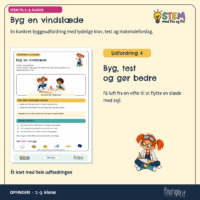 Udfordringskortet Byg en vindslæde, hvor luft fra en vifte skal flytte en slæde med sejl