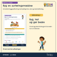 Udfordringskortet Byg en sorteringsmaskine, hvor små og store foliekugler skal ende i hver sin beholder
