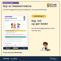Udfordringskortet Byg en beskedmaskine, hvor fire forskellige beskeder skal sendes med en mekanisk viser