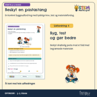 Udfordringskortet Beskyt en pastastang, hvor skrøbelig pasta skal klare et fald med begrænsede materialer