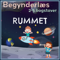 Begynderlæs 2-5 bogstaver om rummet, raket, astronaut og planeter