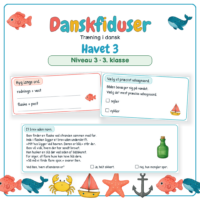 Forside til Danskfiduser Havet 3 med et læsestykke og opgaver i ordklasser og bøjning
