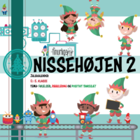 Nisser ved samlebåndet i Julemandens Værksted med robot, tog og raket, julekalender til 0.-3. klasse om følelser, regulering og positivt tankesæt