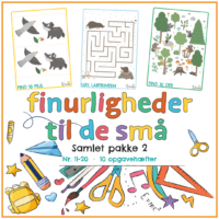 Forside til finurligheder til de små - Samlet pakke 2 med de ti opgavehæfter nr. 11 til 20