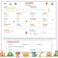 A3-arkets første side til Eventyr 1 med seksten opgaver og Butikken i eventyrlegen vist stort