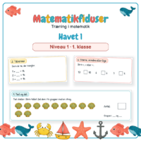 Forside til Matematikfiduser Havet 1 med opgaverne Tæl og del, Talvenner og Større, mindre eller lige