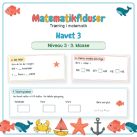 Forside til Matematikfiduser Havet 3 med opgaverne Tallets pladser, Del tallet og Større, mindre eller lige
