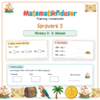 Forside til Matematikfiduser Sørøvere 3 med opgaverne Tallets pladser, Større, mindre eller lige og Læg sammen