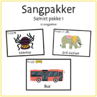 Forside til Sangpakker - Samlet pakke 1 med ti sangmotiver fra Lille Peter Edderkop til Bjældeklang