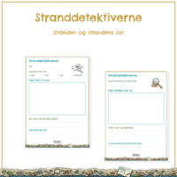 Forsiden til Stranddetektiverne med de to feltark bagved