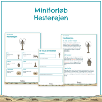 Forsiden til miniforløbet om hesterejen med forløbets elevsider bagved