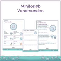 Forsiden til miniforløbet om vandmanden med forløbets elevsider bagved